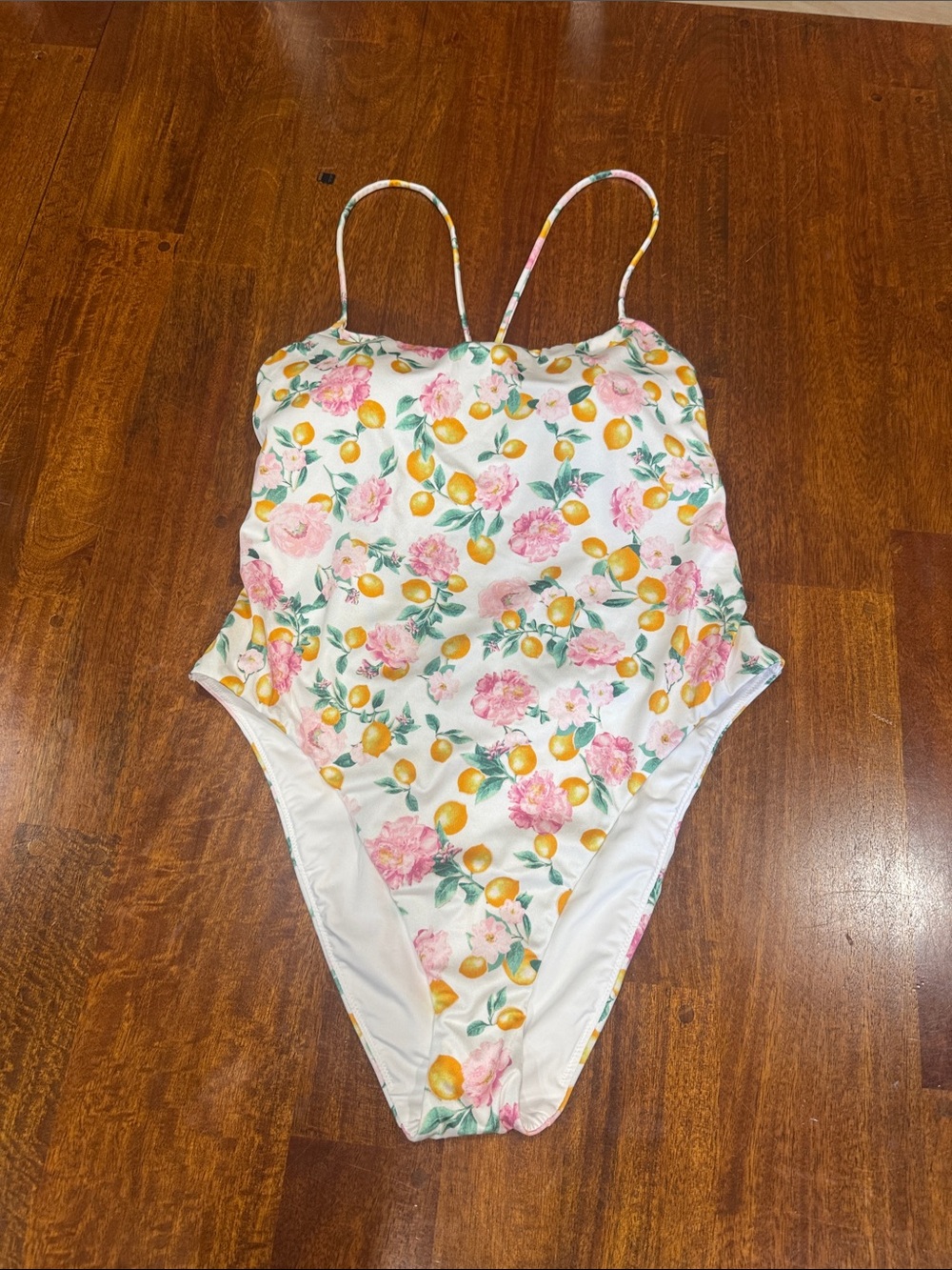 NWT Victoria's Secret Floral and Lemon Print One-Piece w/ Strappy Back Design